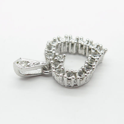925 Sterling Silver C Z Open Heart Pendant
