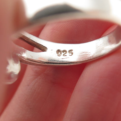 925 Sterling Silver Vintage Modernist Bypass Oxidized Ring Size 9