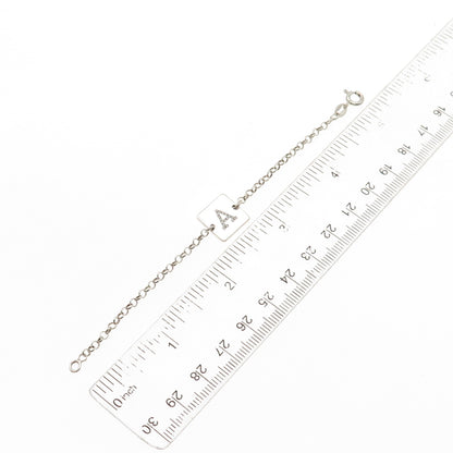 925 Sterling Silver Italy Round-Cut C Z Letter A Initial Rolo Link Bracelet 5"