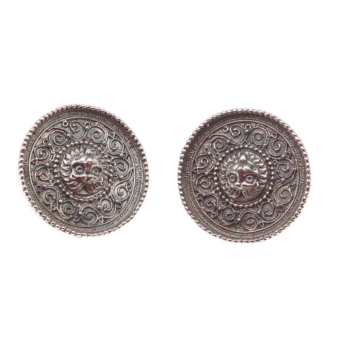 MMA Metropolitan Museum of Art 925 Sterling Vintage 1994 Lion Clip On Earrings