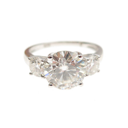 925 Sterling Silver Real Round-Cut Moissanite Engagement Ring Size 6.25