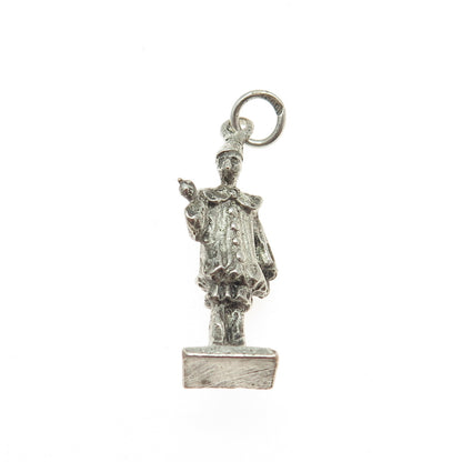 925 Sterling Silver Antique Art Deco Pierrot 3D Pendant