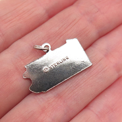 French & Franklin 925 Sterling Silver Vintage Enamel Pennsylvania Mini Pendant