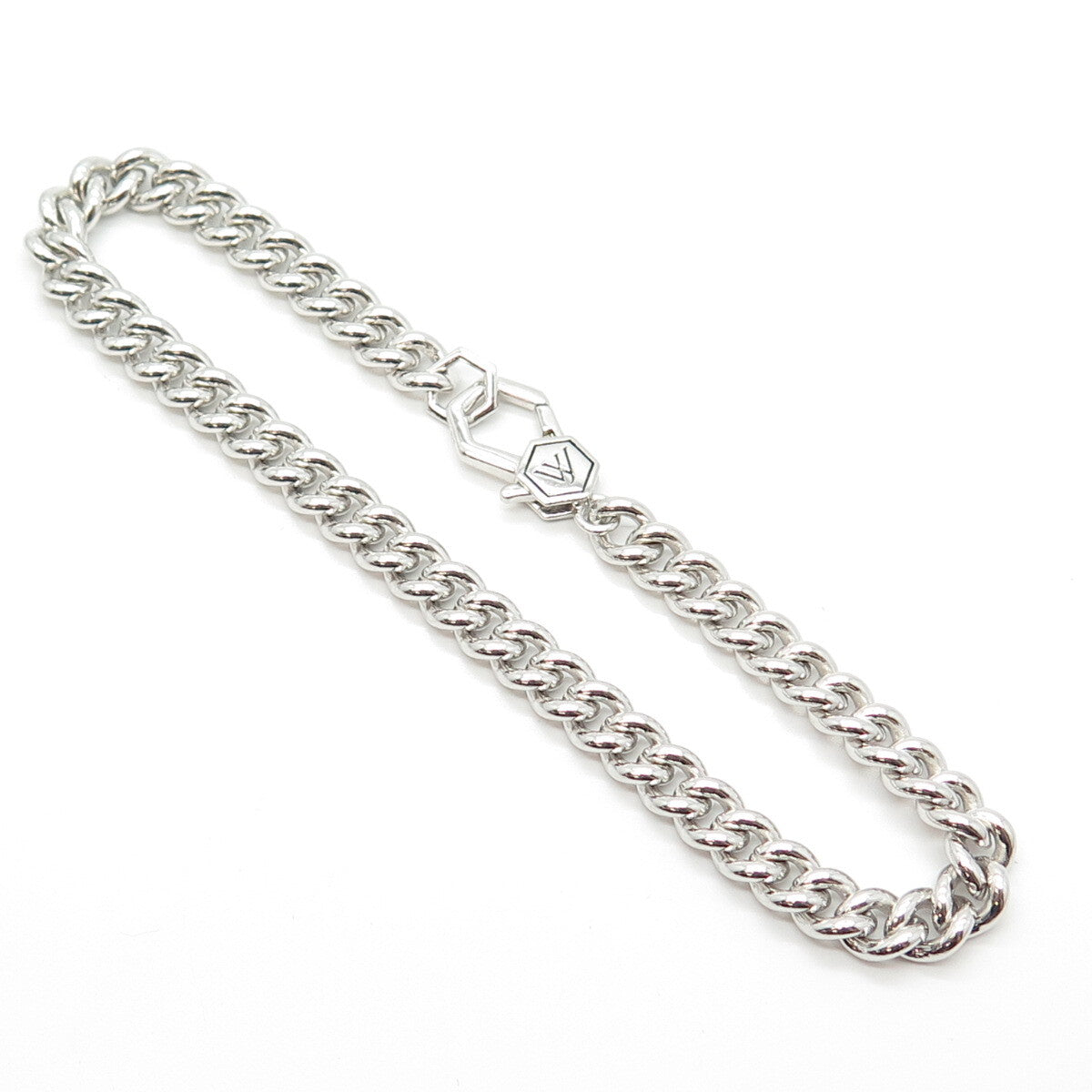 925 Sterling Silver With You Lockets Curb Link Bracelet 8"