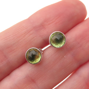 Pandora 925 Sterling Silver Real Peridot August Birthday Blooms Stud Earrings