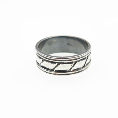 925 Sterling Silver Vintage Modernist Oxidized Band Ring Size 5.25
