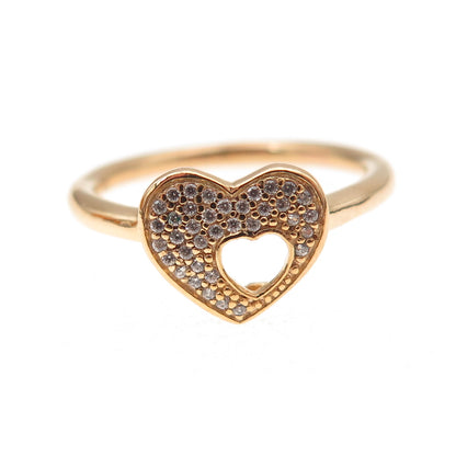 Pandora Gold Plated C Z Shimmering Puzzle Heart Frame Ring Size 6