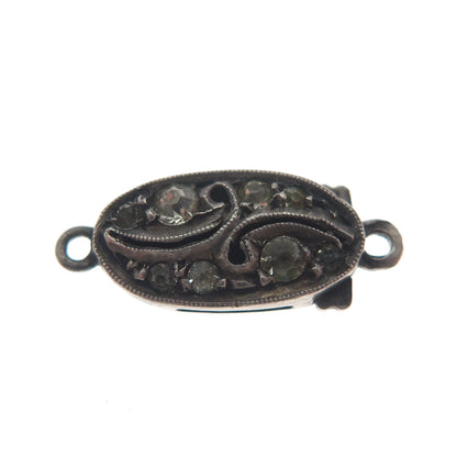 925 Sterling Silver Antique Art Deco Rhinestone Bracelet / Necklace Lock Clasp