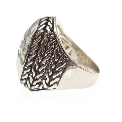 925 Sterling Silver Vintage Hammered Oxidized Ring Size 7