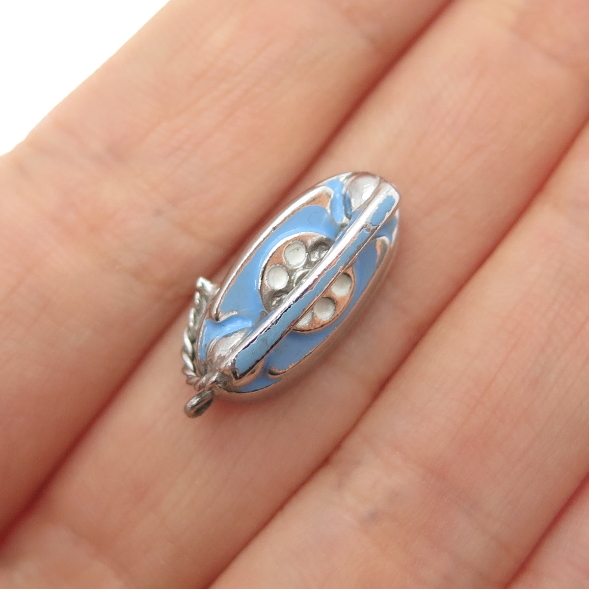 WELLS 925 Sterling Silver Vintage Enamel Retro Phone Mini 3D Charm Pendant