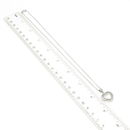 925 Sterling Silver Tapered Baguette-Cut C Z Heart Cable Chain Necklace 16"