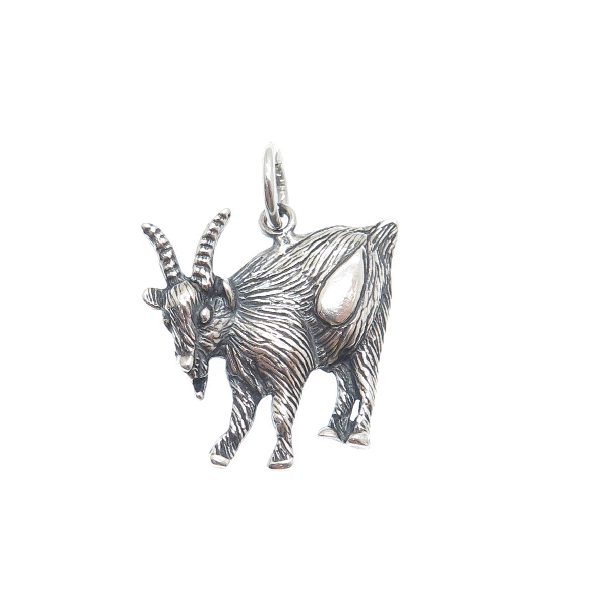 925 Sterling Silver Vintage Goat Oxidized Minimalist Charm Pendant