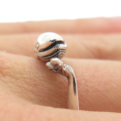925 Sterling Silver Vintage Whale Oxidized Ring Size 8