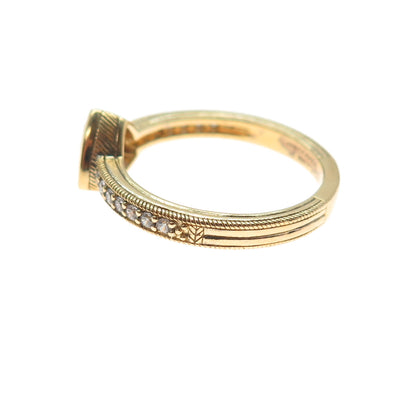 JUDITH RIPKA Sterling Silver Gold Plated Triangle & Round-Cut C Z Ring Size 10