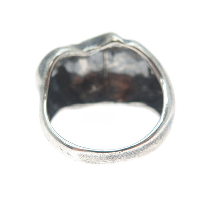 925 Sterling Silver Vintage Modernist Dome Oxidized Ring Size 6