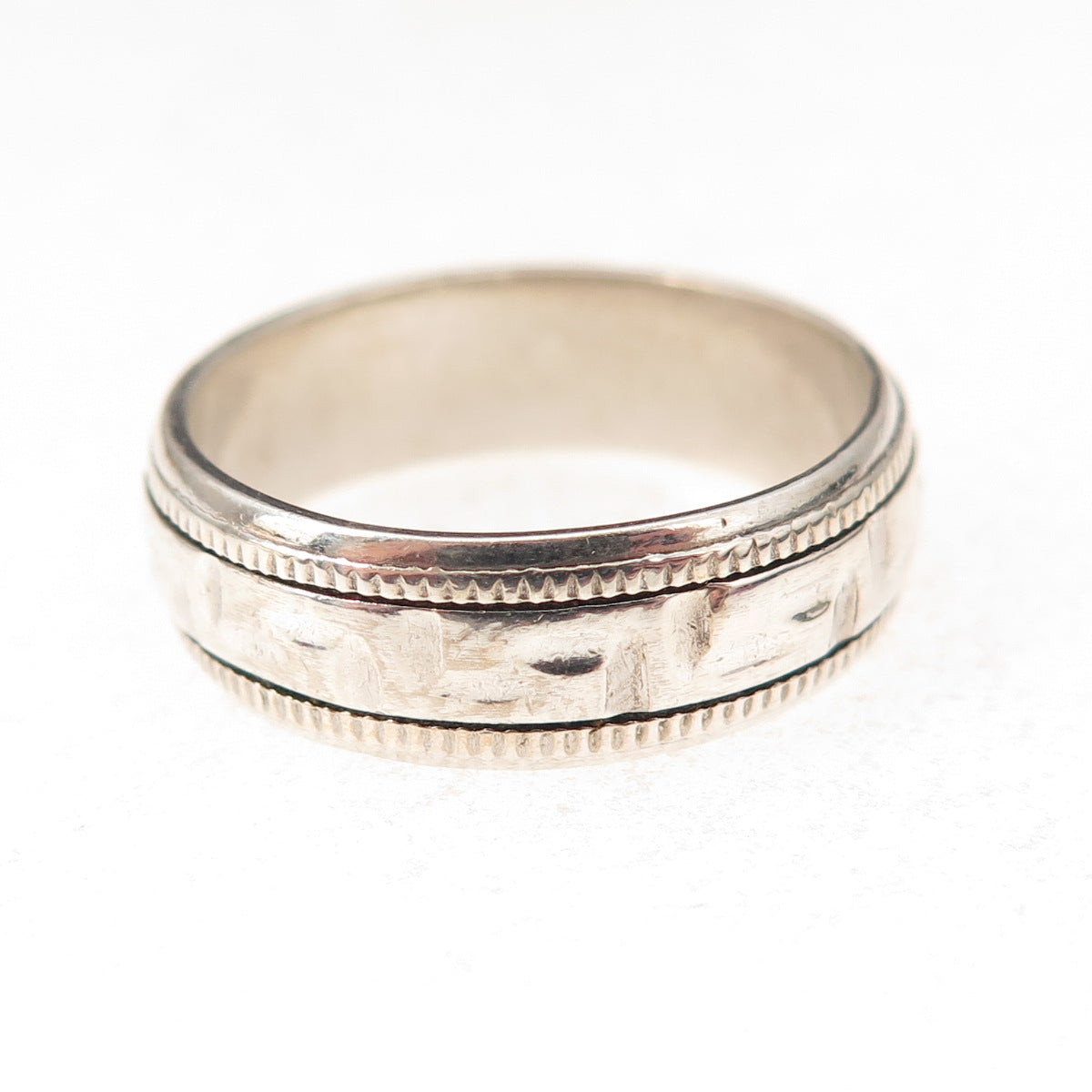925 Sterling Silver Vintage Maze Rotating Oxidized Band Ring Size 7.5