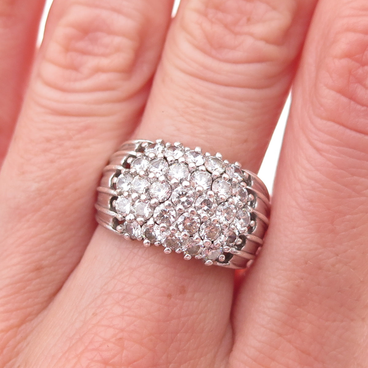 CNA Pranda 925 Sterling Silver Vintage Round-Cut C Z Ring Size 8