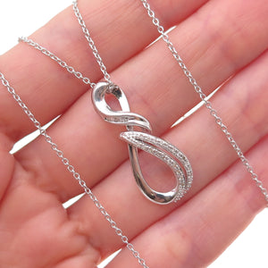 Sun 925 Sterling Silver Real Diamond Infinity Cable Chain Necklace 18"