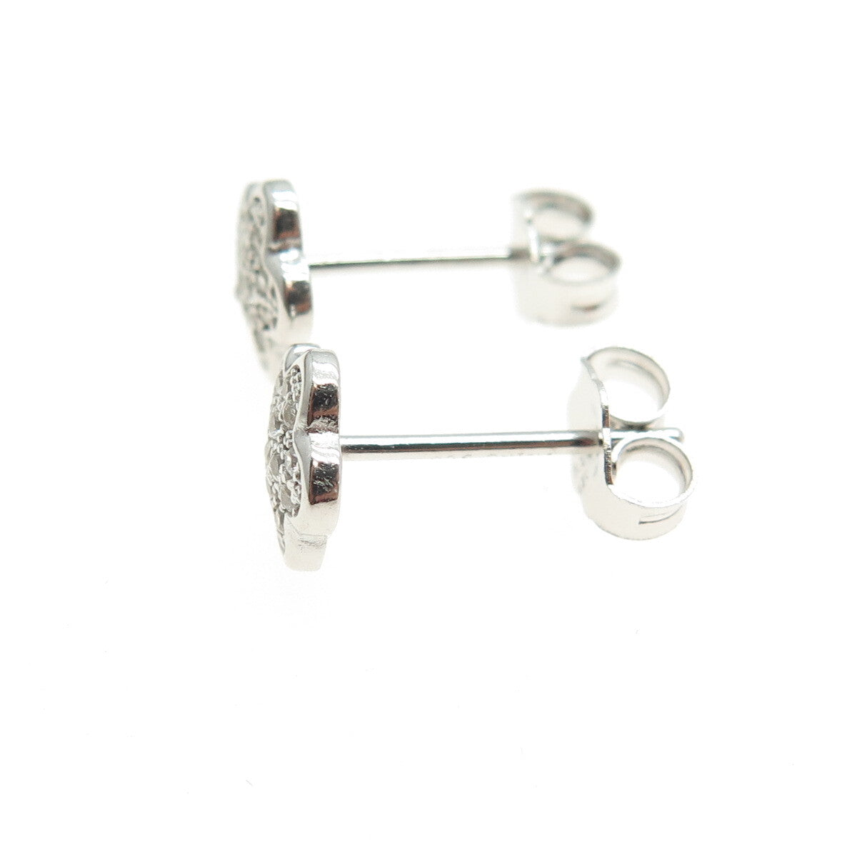 925 Sterling Silver Round-Cut C Z Flower Stud Earrings