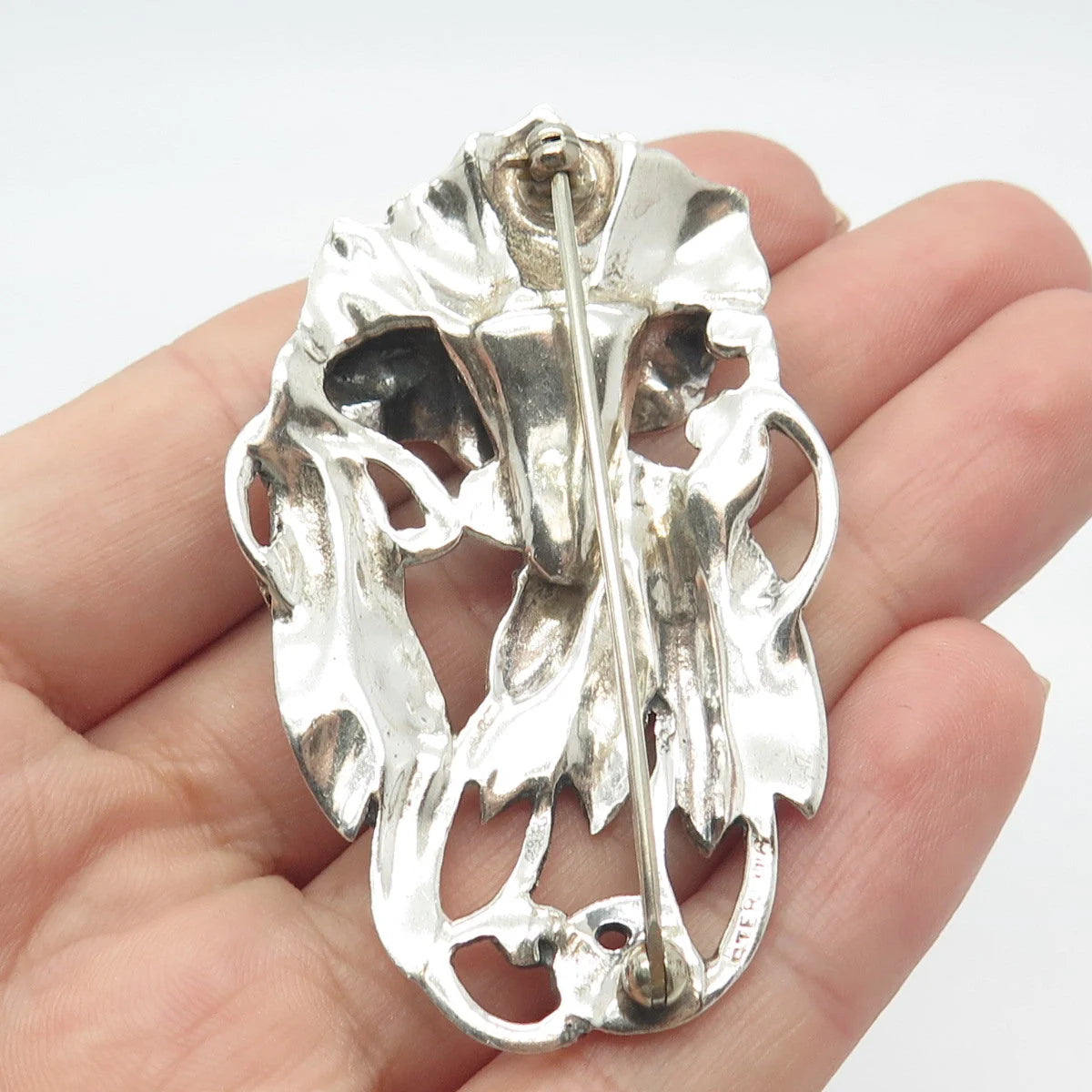 925 Sterling Silver Vintage Calla Lily Floral Pin Brooch