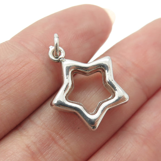 925 Sterling Silver Vintage Open Star Minimalist Charm Pendant