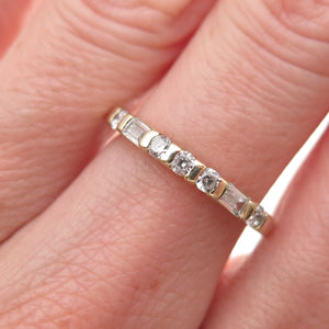 925 Sterling Gold Plated Round & Tapered Baguette-Cut C Z Engagement Ring Size 6