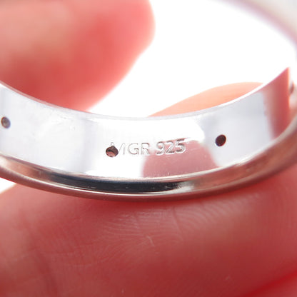 925 Sterling Silver Vintage MGR Round-Cut C Z All Around Band Ring Size 9.5