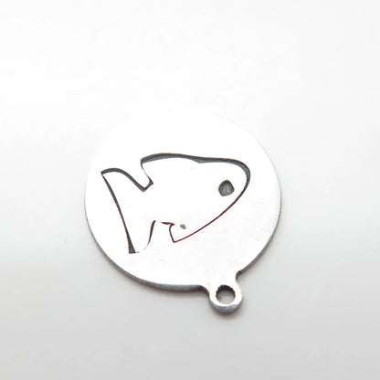 925 Sterling Silver USA Two In Town Fish Charm Pendant