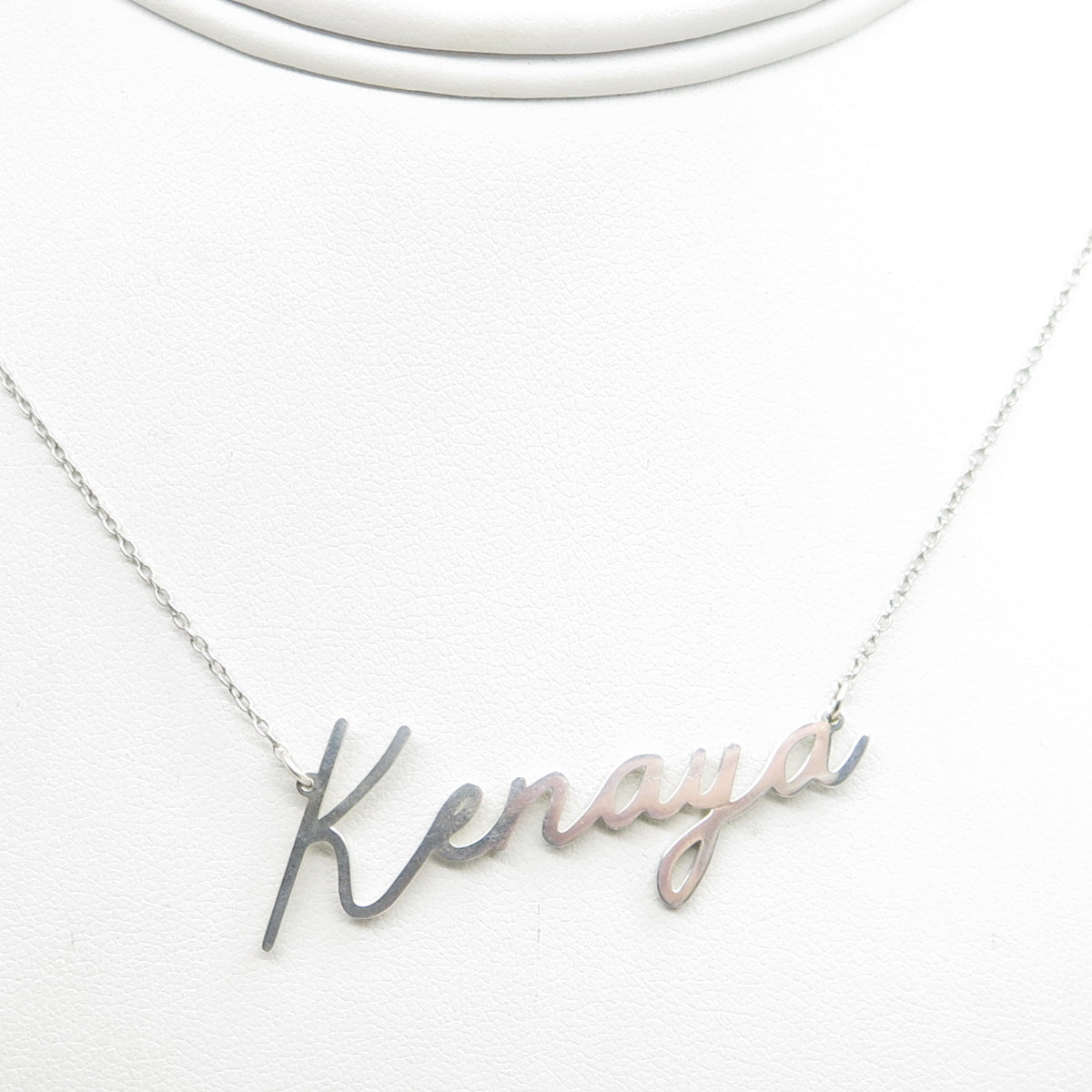 925 Sterling Silver "Kenaya" Personalized Nameplate Cable Chain Necklace 14"