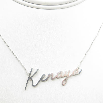 925 Sterling Silver "Kenaya" Personalized Nameplate Cable Chain Necklace 14"