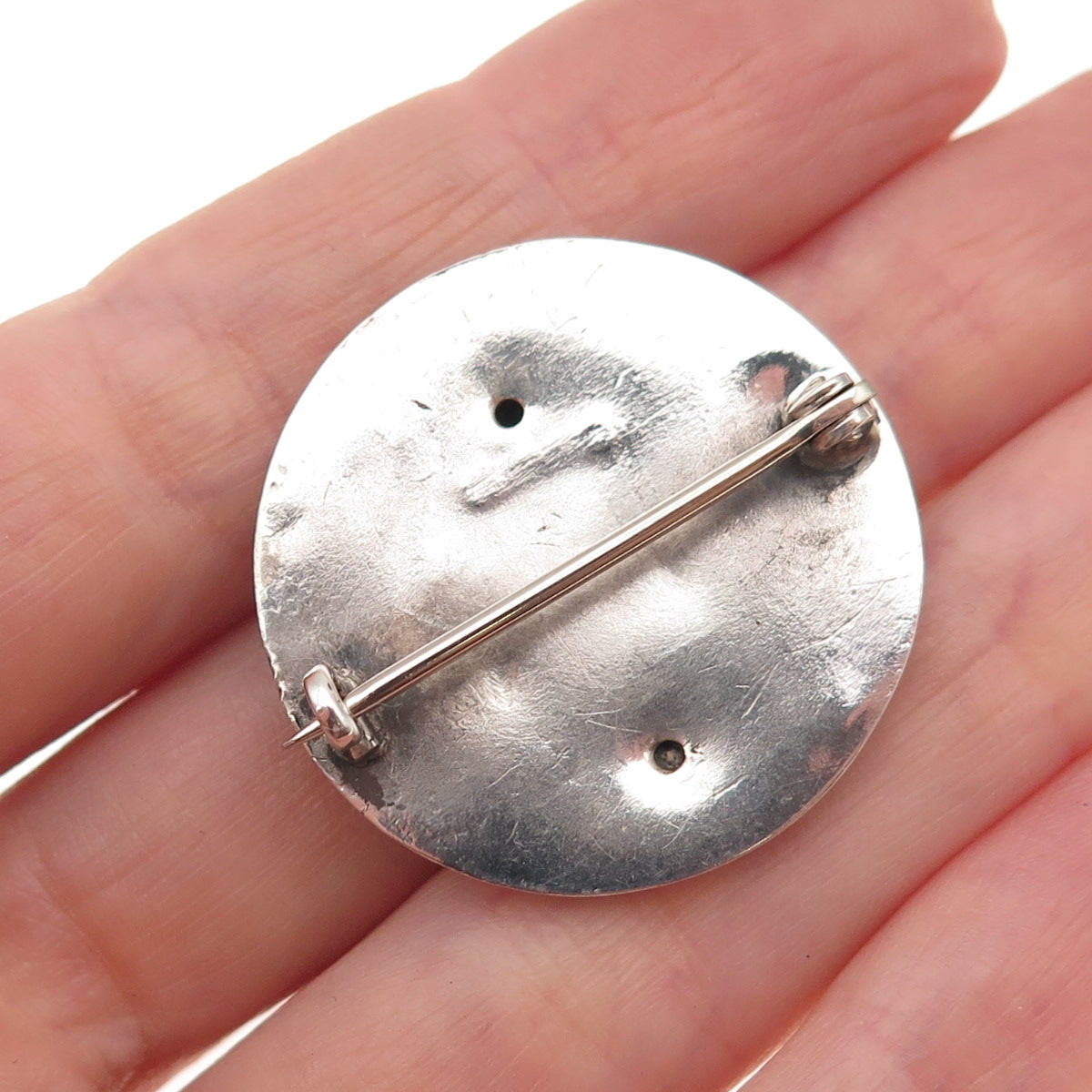 925 Sterling Silver Antique Art Deco Lady Cameo Repousse Oxidized Pin Brooch