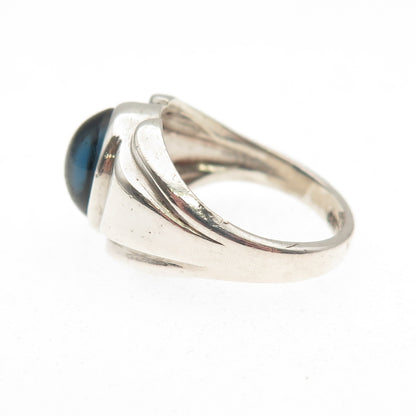 Clark & Coombs 925 Sterling Silver Antique Art Deco Blue Glass Ring Size 6