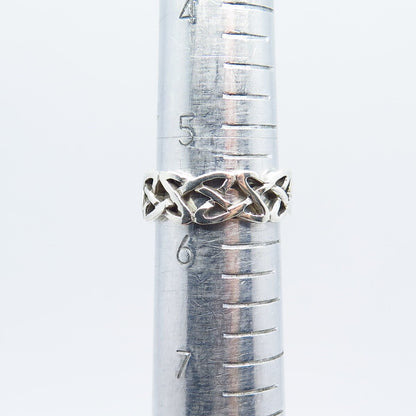 925 Sterling Silver Vintage Celtic Band Ring Size 6