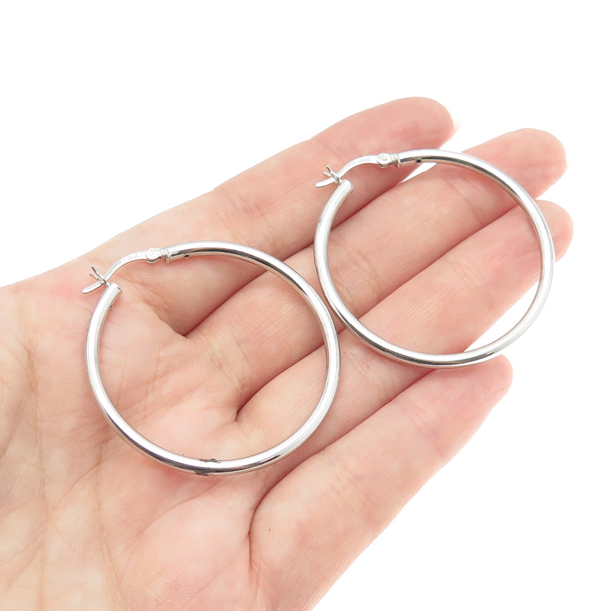 925 Sterling Silver Classic Hinged Hoop Earrings