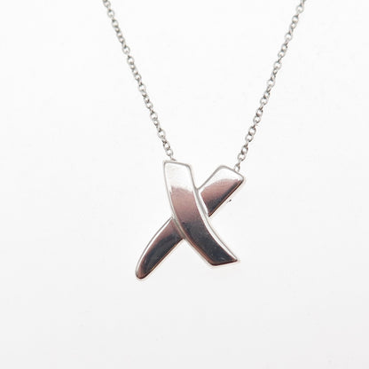 Tiffany & Co. Paloma Picasso 925 Sterling Vintage Graffiti X Kiss Necklace 18"