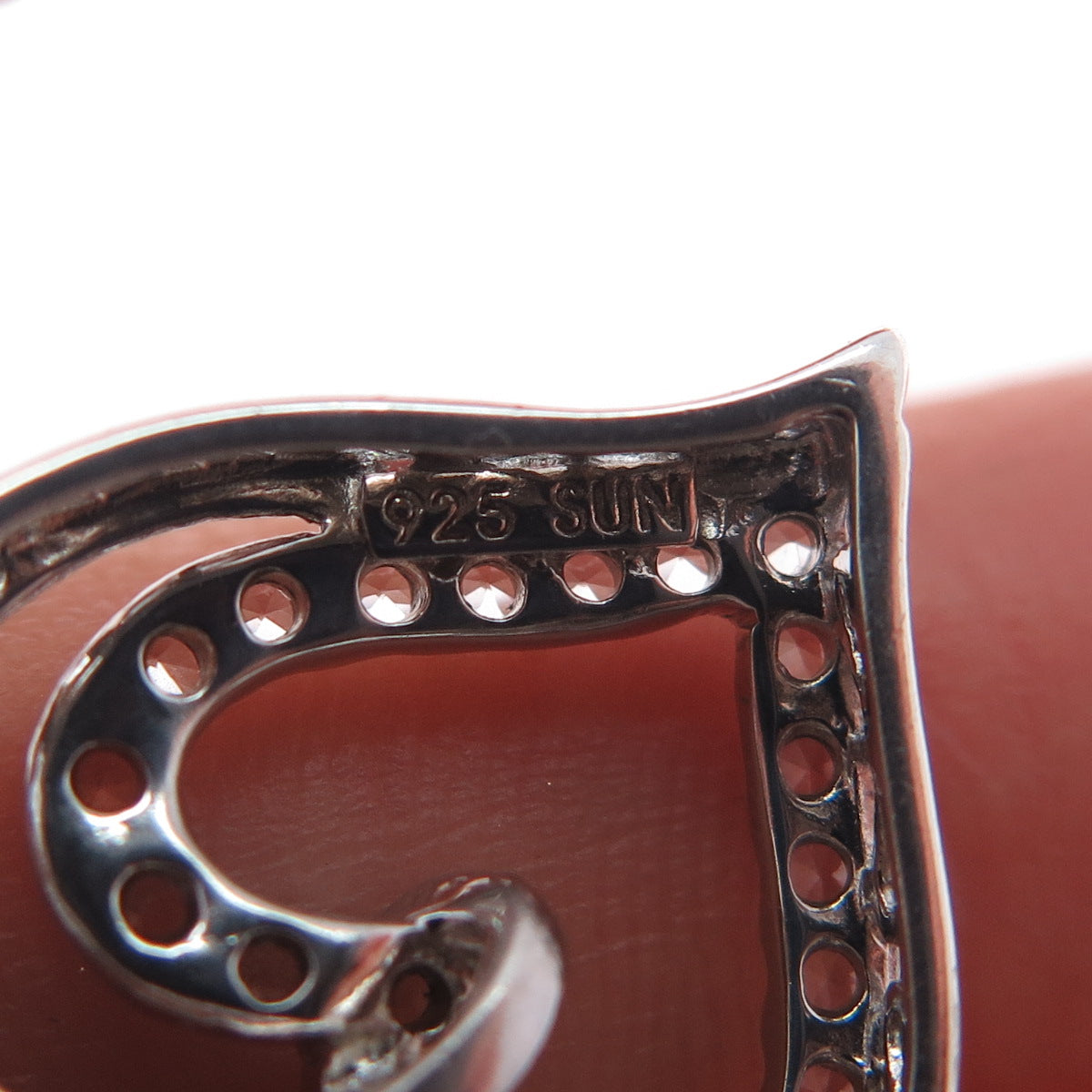 SUN 925 Sterling Silver Real Round-Cut White Topaz Heart Slide Charm Pendant