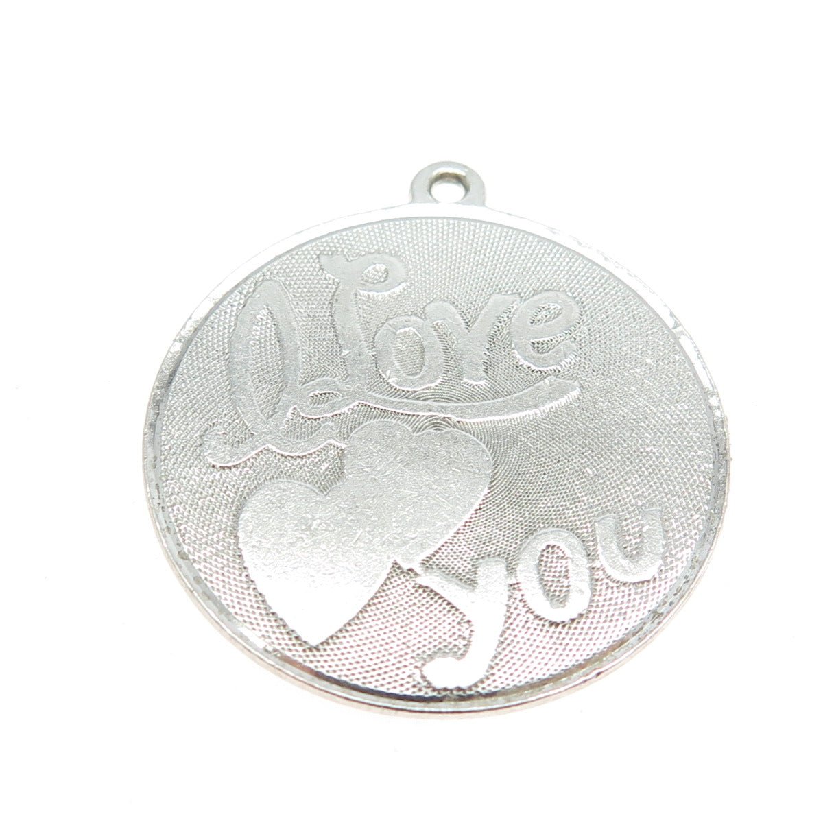 925 Sterling Silver Vintage "I Love You" Round Pendant