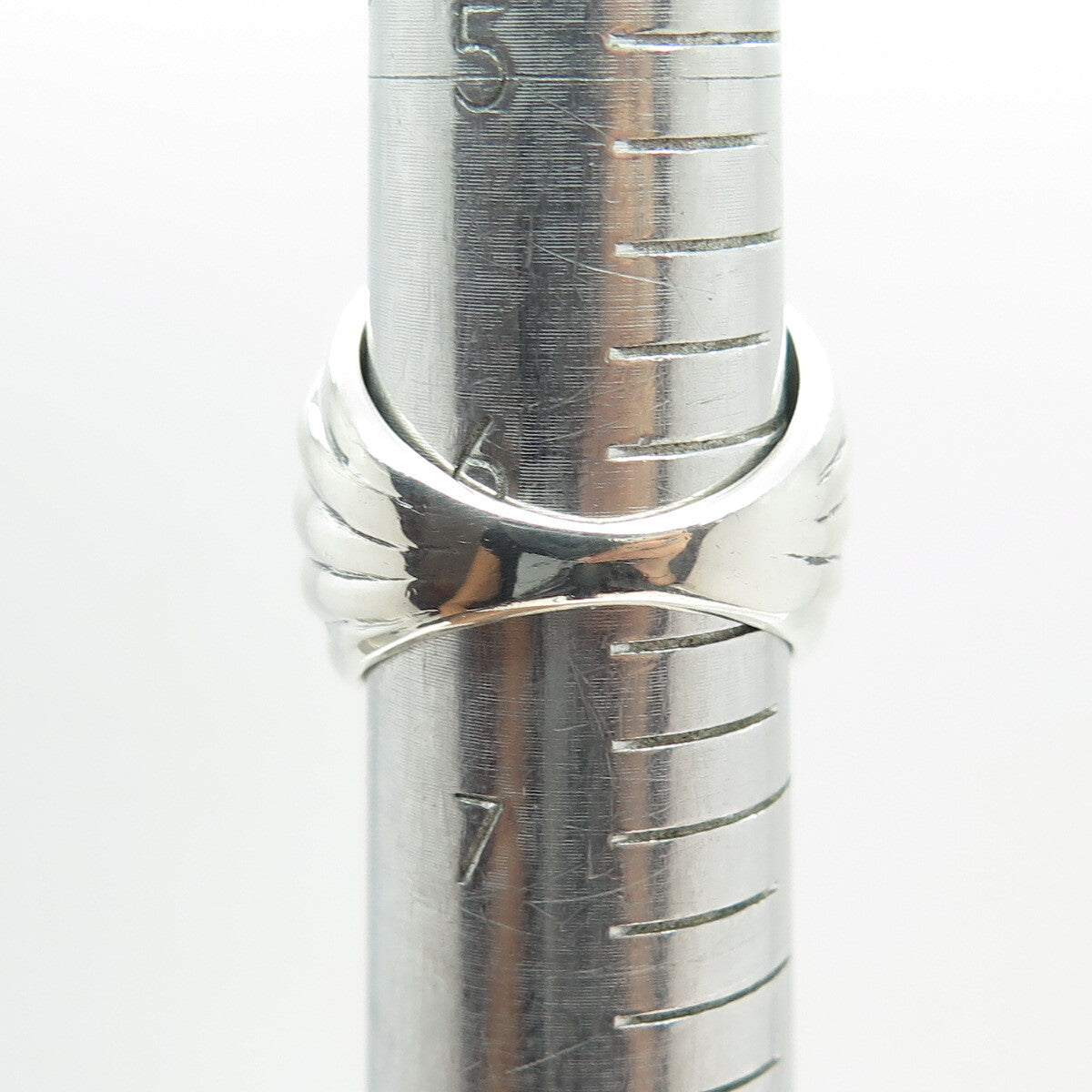 925 Sterling Silver Vintage Ribbed Wrinkled Ring Size 6.5
