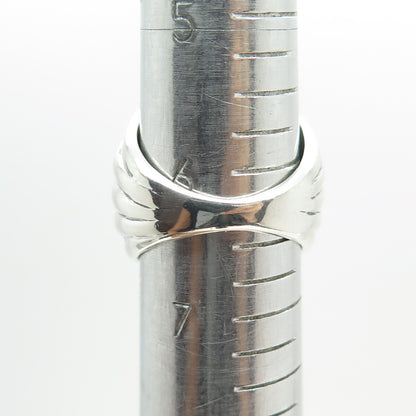 925 Sterling Silver Vintage Ribbed Wrinkled Ring Size 6.5