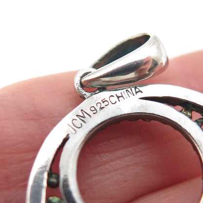 JCM Jacmel Mauritius 925 Sterling Silver Vintage Crescent Circle Charm Pendant