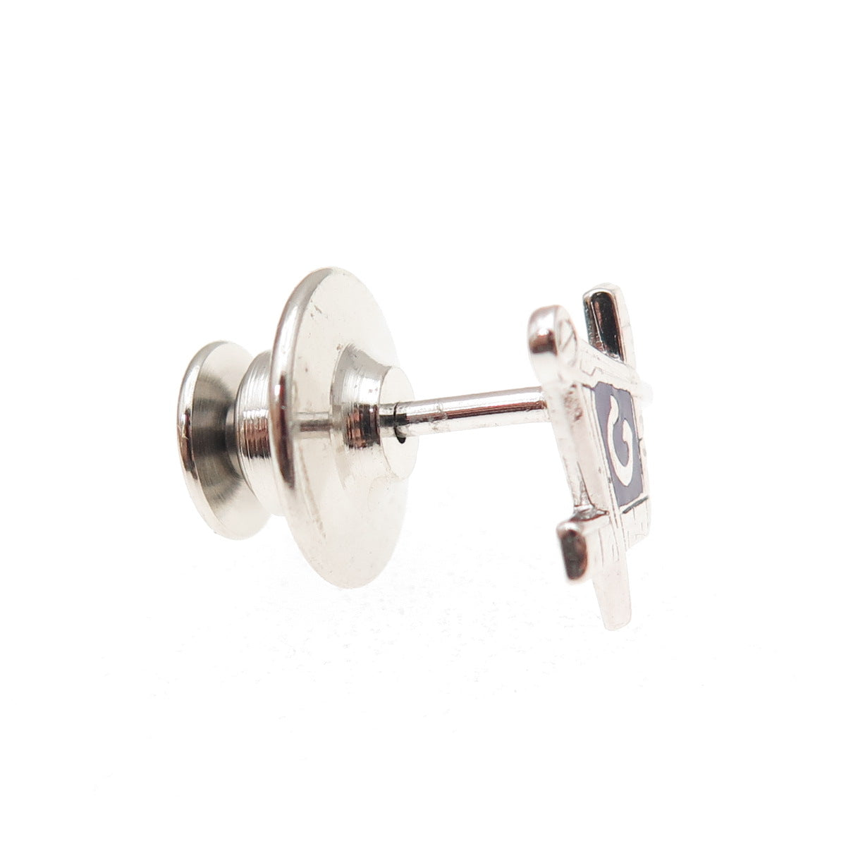 Anson 925 Sterling Silver Antique Art Deco Enamel Masonic Tie Tack / Lapel Pin