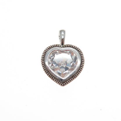 925 Sterling Silver Heart-Cut C Z Minimalist Charm Pendant