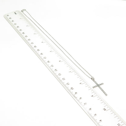 925 Sterling Silver Italy Round-Cut C Z Cross Cable Chain Necklace 16"