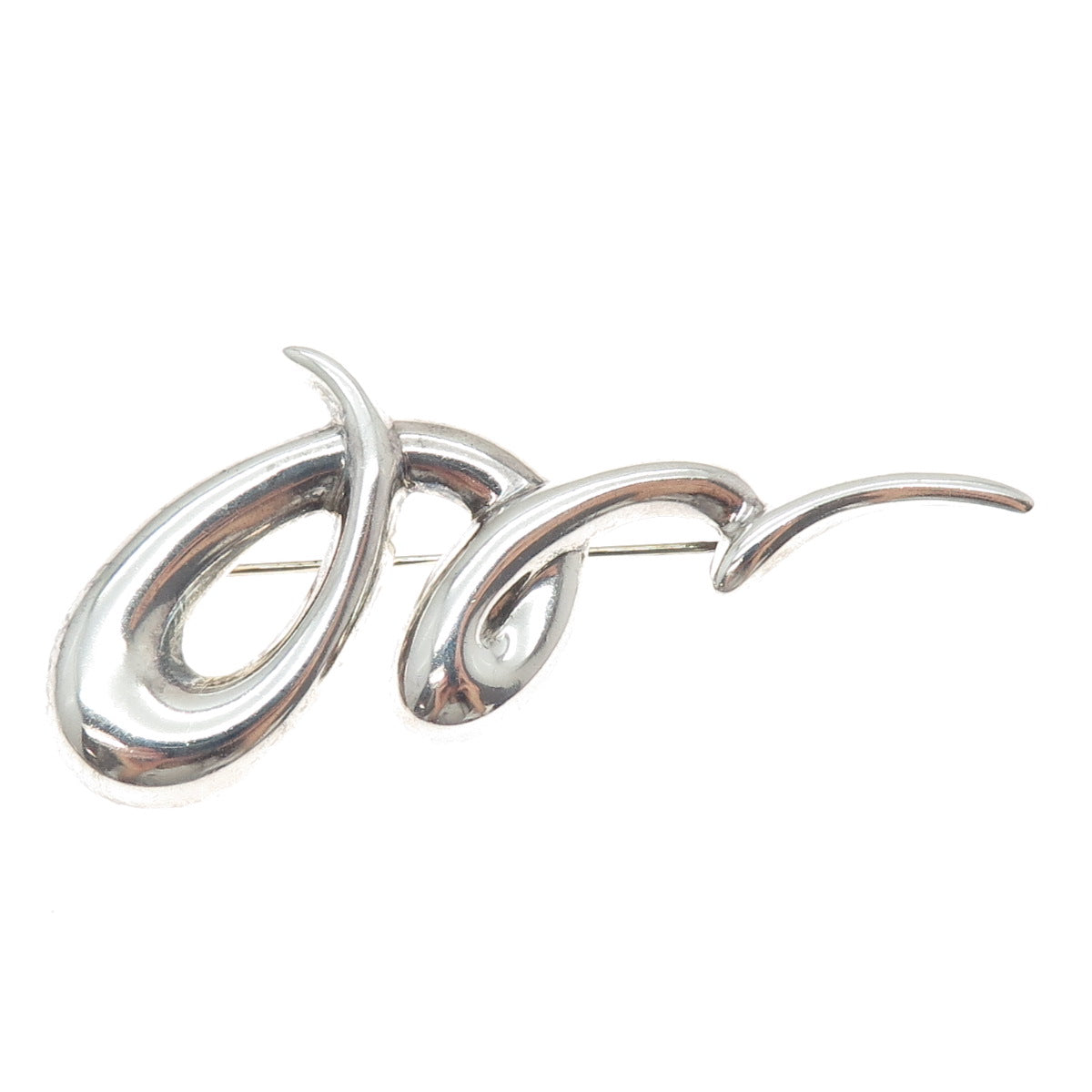 CNA PRANDA 925 Sterling Silver Vintage Modernist Twisted Pin Brooch