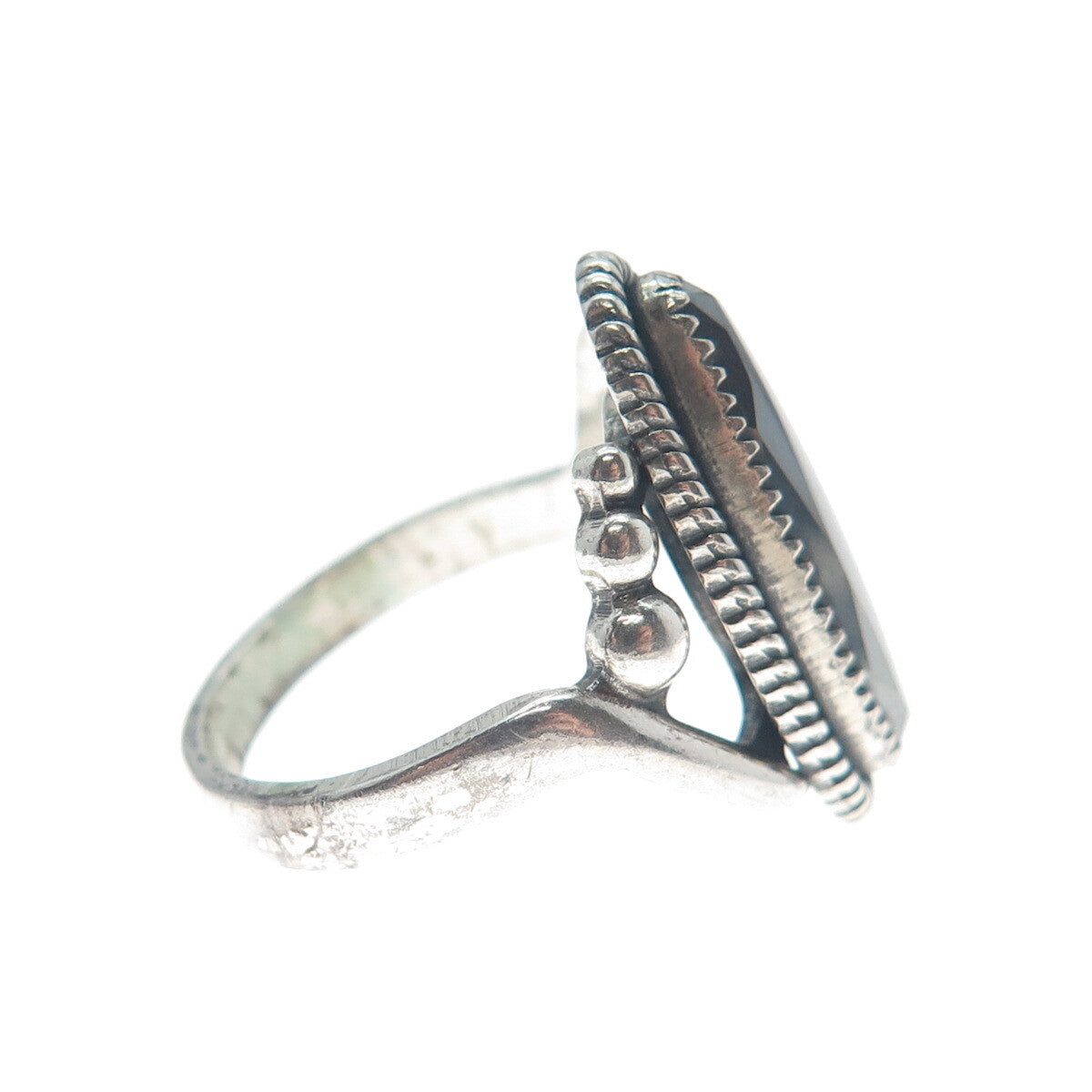 WHEELER MFG CO 925 Sterling Silver Vintage Hematite Gem Twisted Ring Size 6.5