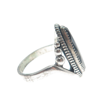 WHEELER MFG CO 925 Sterling Silver Vintage Hematite Gem Twisted Ring Size 6.5