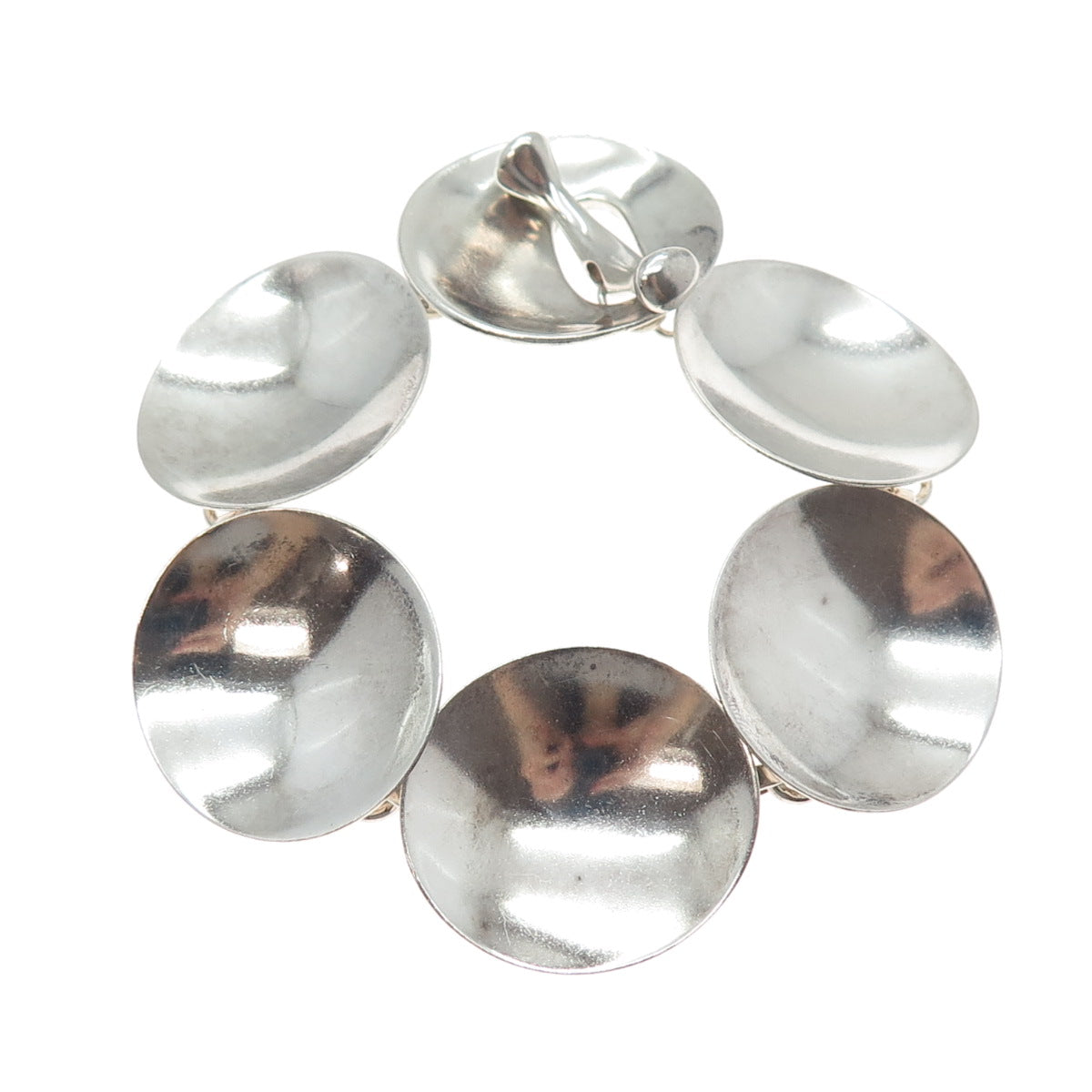 ROBERT LEE MORRIS 925 Sterling Silver Vintage Modernist Disc Link Bracelet 7"