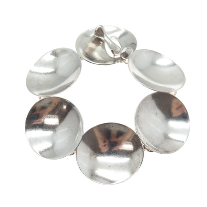 ROBERT LEE MORRIS 925 Sterling Silver Vintage Modernist Disc Link Bracelet 7"