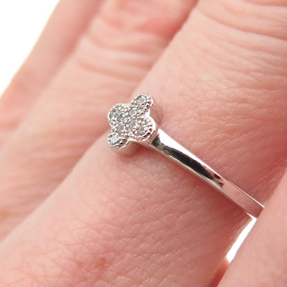 925 Sterling Silver Round-Cut C Z Flower Ring Size 6.25