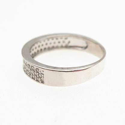 925 Sterling Silver Round-Cut C Z Half Eternity Band Ring Size 6.75